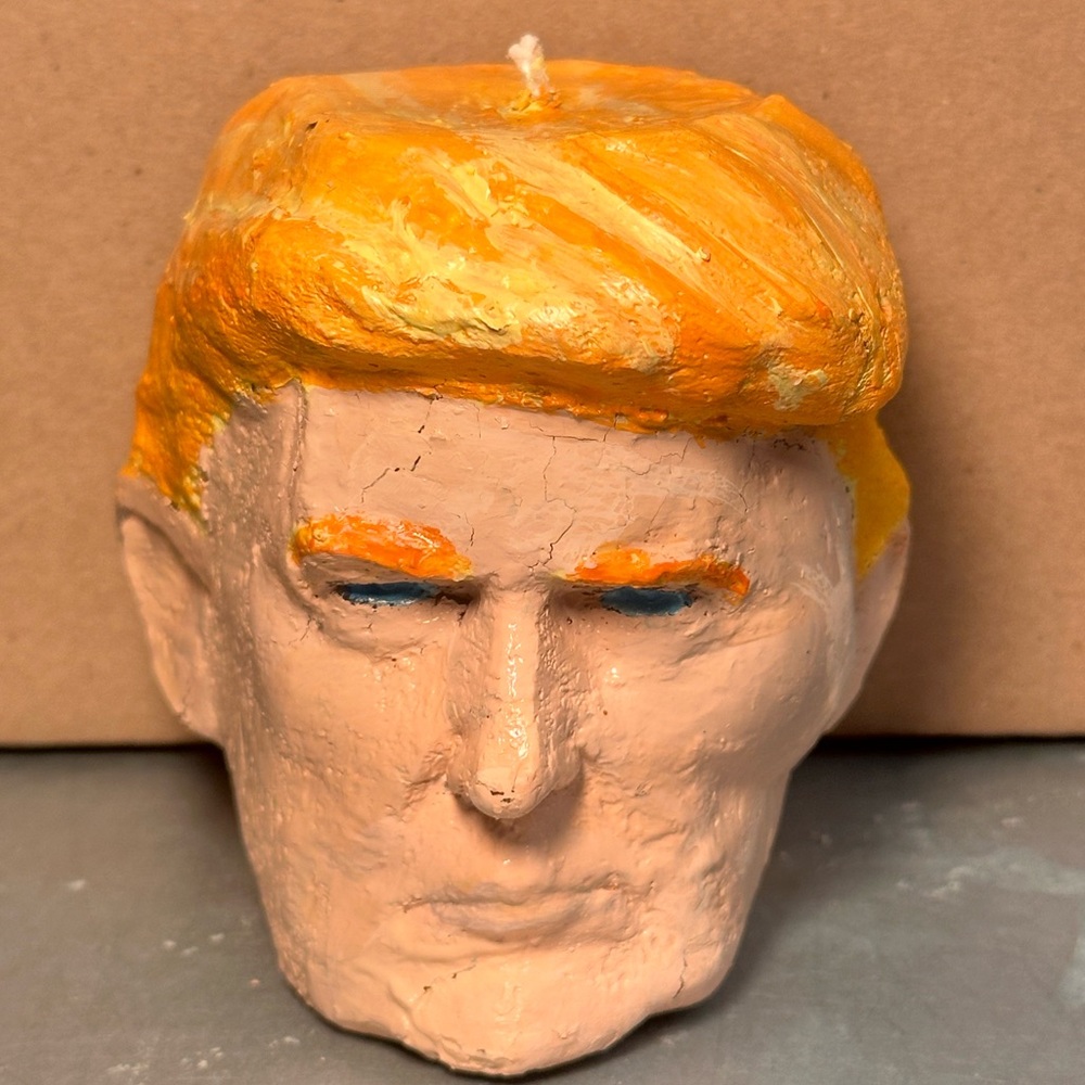 Handmade orange hair Trump Candle